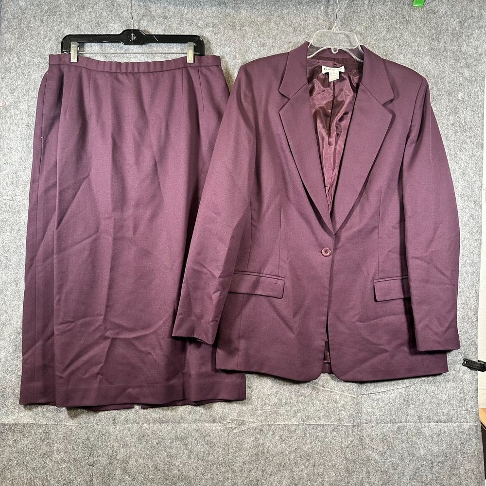 Vtg Pendleton Virgin Wool 2-Piece Skirt Blazer Suit Set Size 14/12 Egglant Mauve